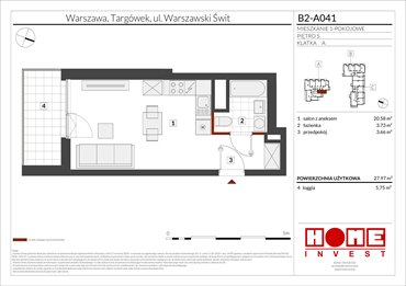 rzut mieszkanie na sprzedaż 28m2 mieszkanie Warszawa, Targówek, ul. Warszawski Świt 12