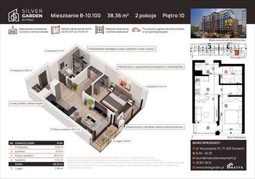 rzut mieszkanie na sprzedaż 38m2 mieszkanie Szczecin, Centrum, al. Wyzwolenia 70 / ul. Staszica 21