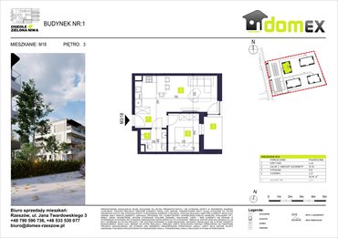 rzut mieszkanie na sprzedaż 40m2 mieszkanie Głogów Małopolski, Niwa, Kościuszki