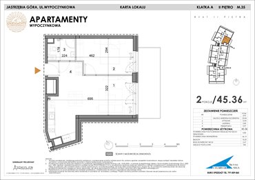 rzut mieszkanie na sprzedaż 45m2 mieszkanie Jastrzębia Góra, Wypoczynkowa