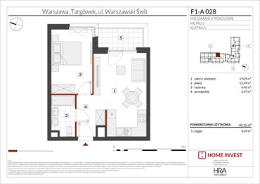 rzut mieszkanie na sprzedaż 40m2 mieszkanie Warszawa, ul. Warszawski Świt