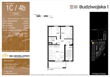 rzut mieszkanie na sprzedaż 48m2 mieszkanie Rzeszów, Budziwojska 3