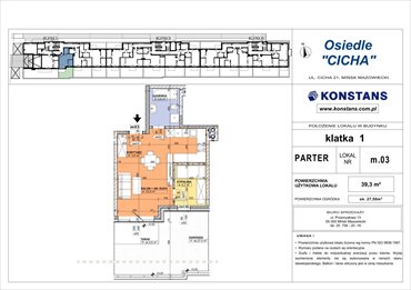 rzut mieszkanie na sprzedaż 39m2 mieszkanie Mińsk Mazowiecki, Cicha 12