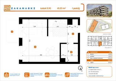 rzut mieszkanie na sprzedaż 41m2 mieszkanie Marki, Aleja Józefa Piłsudskiego 102