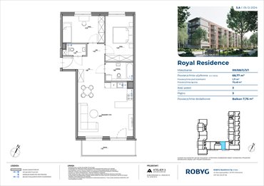Nowe mieszkanie trzypokojowe Royal Residence Warszawa, Wilanów, Sarmacka 69m2 Foto 1