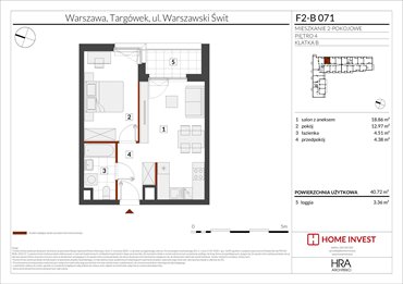 rzut mieszkanie na sprzedaż 41m2 mieszkanie Warszawa, ul. Warszawski Świt