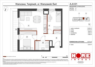 rzut mieszkanie na sprzedaż 53m2 mieszkanie Warszawa, Targówek, ul. Warszawski Świt 12