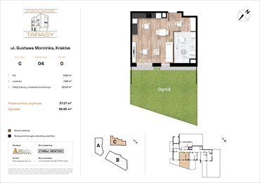 rzut mieszkanie na sprzedaż 37m2 mieszkanie Kraków, Wzgórza Krzesławickie, Gustawa Morcinka