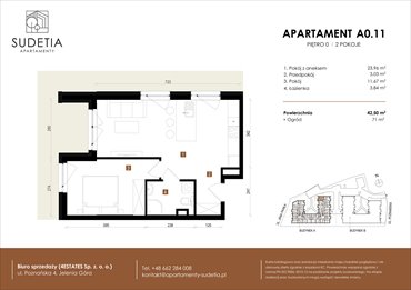 rzut mieszkanie na sprzedaż 43m2 mieszkanie Jelenia Góra, POZNAŃSKA 4