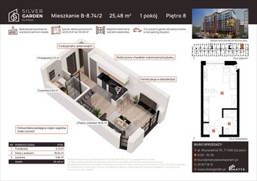 rzut mieszkanie na sprzedaż 25m2 mieszkanie Szczecin, Centrum, al. Wyzwolenia 70 / ul. Staszica 21