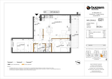 rzut mieszkanie na sprzedaż 68m2 mieszkanie Warszawa, Praga Północ, Kijowska 17
