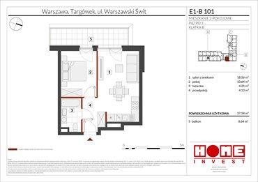 rzut mieszkanie na sprzedaż 38m2 mieszkanie Warszawa, Targówek, ul. Warszawski Świt