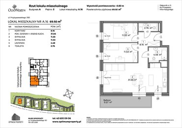 rzut mieszkanie na sprzedaż 70m2 mieszkanie Łódź, Widzew, Przybyszewskiego 292-300