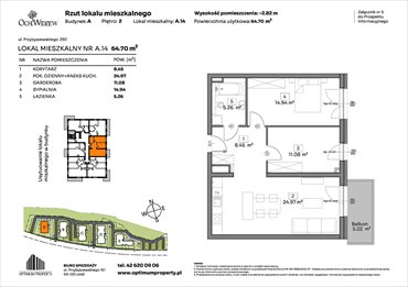 rzut mieszkanie na sprzedaż 65m2 mieszkanie Łódź, Widzew, Przybyszewskiego 292-300