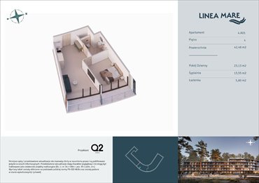 rzut mieszkanie na sprzedaż 42m2 mieszkanie Pobierowo, Karola Borka 6