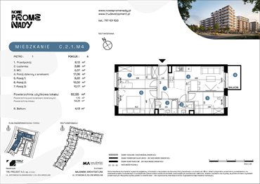 rzut mieszkanie na sprzedaż 63m2 mieszkanie Wrocław, Kleczków, ul. Czochralskiego/ Miłosza