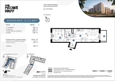 rzut mieszkanie na sprzedaż 42m2 mieszkanie Wrocław, Kleczków, ul. Czochralskiego/ Miłosza