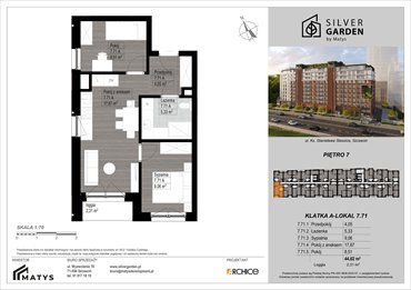 rzut mieszkanie na sprzedaż 45m2 mieszkanie Szczecin, Centrum, al. Wyzwolenia 70 / ul. Staszica 21