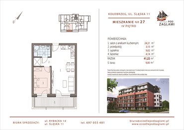 rzut mieszkanie na sprzedaż 41m2 mieszkanie Kołobrzeg, Śląska 11