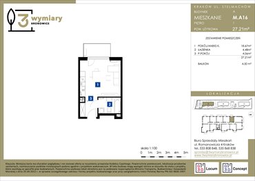 rzut mieszkanie na sprzedaż 27m2 mieszkanie Kraków, Bronowice Wielkie, Stelmachów