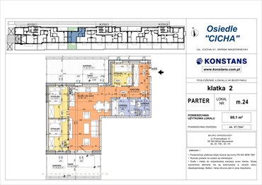 rzut mieszkanie na sprzedaż 69m2 mieszkanie Mińsk Mazowiecki, Cicha 12