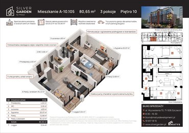 rzut mieszkanie na sprzedaż 81m2 mieszkanie Szczecin, Centrum, al. Wyzwolenia 70 / ul. Staszica 21