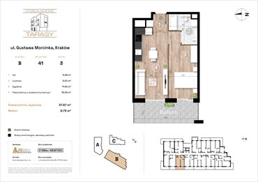 rzut mieszkanie na sprzedaż 38m2 mieszkanie Kraków, Wzgórza Krzesławickie, Gustawa Morcinka