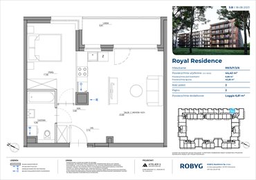 rzut mieszkanie na sprzedaż 44m2 mieszkanie Warszawa, Wilanów, Sarmacka