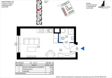 rzut mieszkanie na sprzedaż 28m2 mieszkanie Łódź, Retkinia, Maratońska 49C