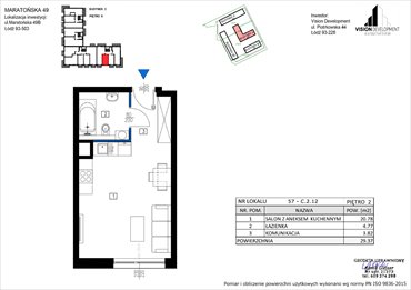 rzut mieszkanie na sprzedaż 29m2 mieszkanie Łódź, Retkinia, Maratońska 49C