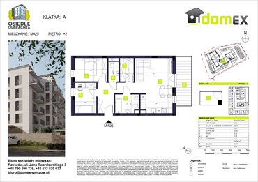rzut mieszkanie na sprzedaż 66m2 mieszkanie Rzeszów, Wilkowyja, Olbrachta