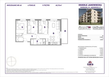 rzut mieszkanie na sprzedaż 61m2 mieszkanie Warszawa, Targówek, Janowiecka 27