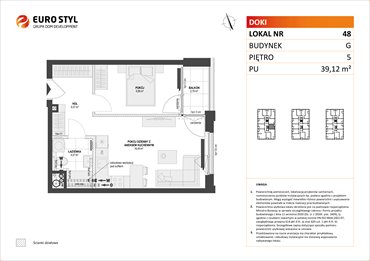 rzut mieszkanie na sprzedaż 39m2 mieszkanie Gdańsk, Śródmieście, ks. Jerzego Popiełuszki/Rybaki Górne