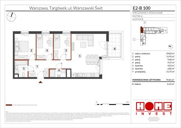 rzut mieszkanie na sprzedaż 80m2 mieszkanie Warszawa, Targówek, ul. Warszawski Świt
