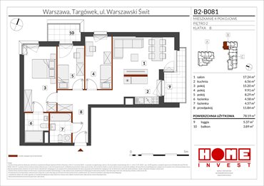 rzut mieszkanie na sprzedaż 78m2 mieszkanie Warszawa, Targówek, ul. Warszawski Świt 12