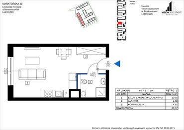 rzut mieszkanie na sprzedaż 29m2 mieszkanie Łódź, Retkinia, Maratońska 49C