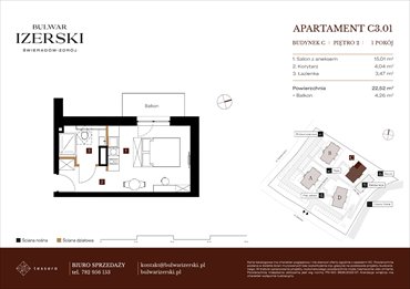 rzut mieszkanie na sprzedaż 23m2 mieszkanie Świeradów Zdrój, Senatoryjna/Szkolna