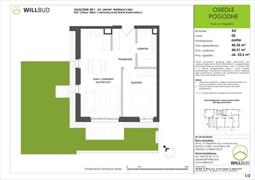 rzut mieszkanie na sprzedaż 44m2 mieszkanie Puck, Pogodna