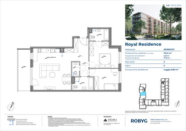 rzut mieszkanie na sprzedaż 75m2 mieszkanie Warszawa, Wilanów, Sarmacka