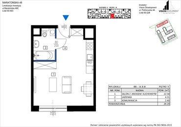 rzut mieszkanie na sprzedaż 29m2 mieszkanie Łódź, Retkinia, Maratońska 49C