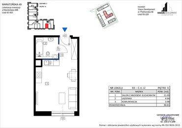 rzut mieszkanie na sprzedaż 30m2 mieszkanie Łódź, Retkinia, Maratońska 49C