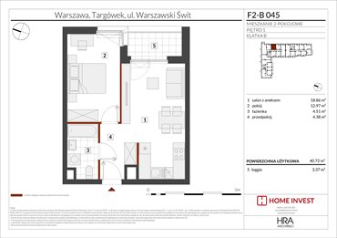 rzut mieszkanie na sprzedaż 41m2 mieszkanie Warszawa, ul. Warszawski Świt