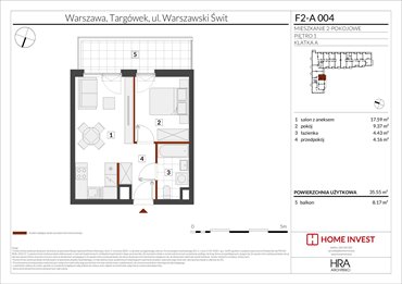 rzut mieszkanie na sprzedaż 36m2 mieszkanie Warszawa, ul. Warszawski Świt
