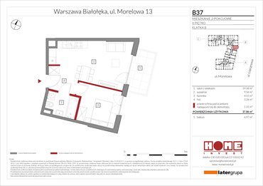 rzut mieszkanie na sprzedaż 38m2 mieszkanie Warszawa, Żerań, ul. Morelowa 13