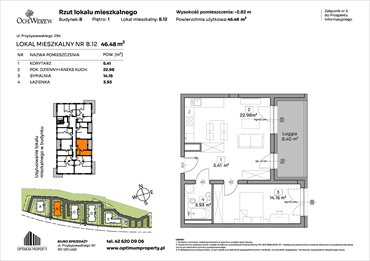 rzut mieszkanie na sprzedaż 46m2 mieszkanie Łódź, Widzew, Przybyszewskiego 292-300