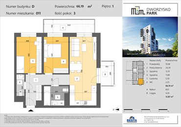 rzut mieszkanie na sprzedaż 66m2 mieszkanie Rzeszów, Przybyszówka, Dworzysko