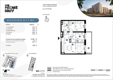 rzut mieszkanie na sprzedaż 48m2 mieszkanie Wrocław, Kleczków, ul. Czochralskiego/ Miłosza