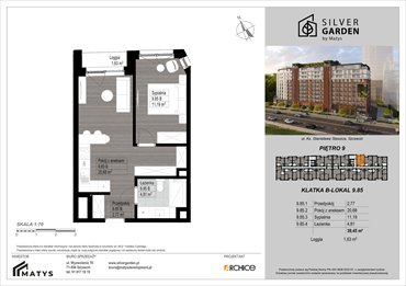 rzut mieszkanie na sprzedaż 39m2 mieszkanie Szczecin, Centrum, al. Wyzwolenia 70 / ul. Staszica 21