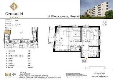 rzut mieszkanie na sprzedaż 75m2 mieszkanie Poznań, Grunwald, Wieruszowska 8