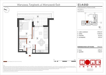 rzut mieszkanie na sprzedaż 40m2 mieszkanie Warszawa, Targówek, ul. Warszawski Świt